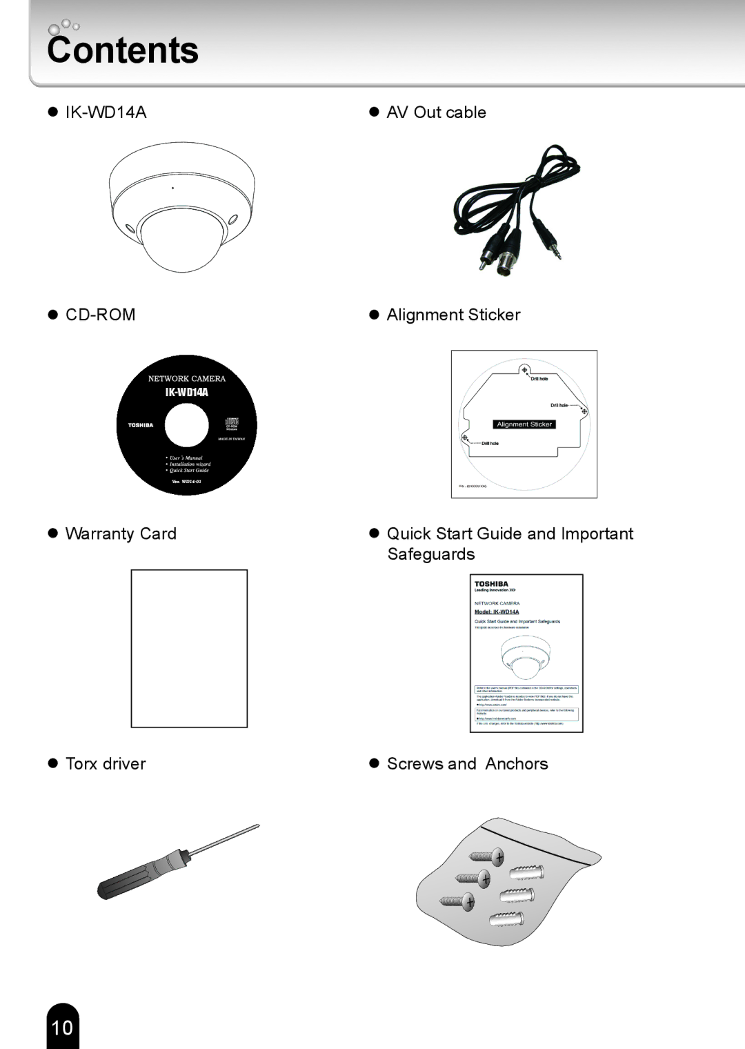 Toshiba IK-WD14A quick start Contents 