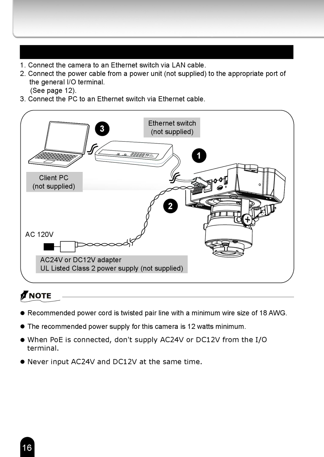 Toshiba IK-WD14A quick start General Connection without PoE 