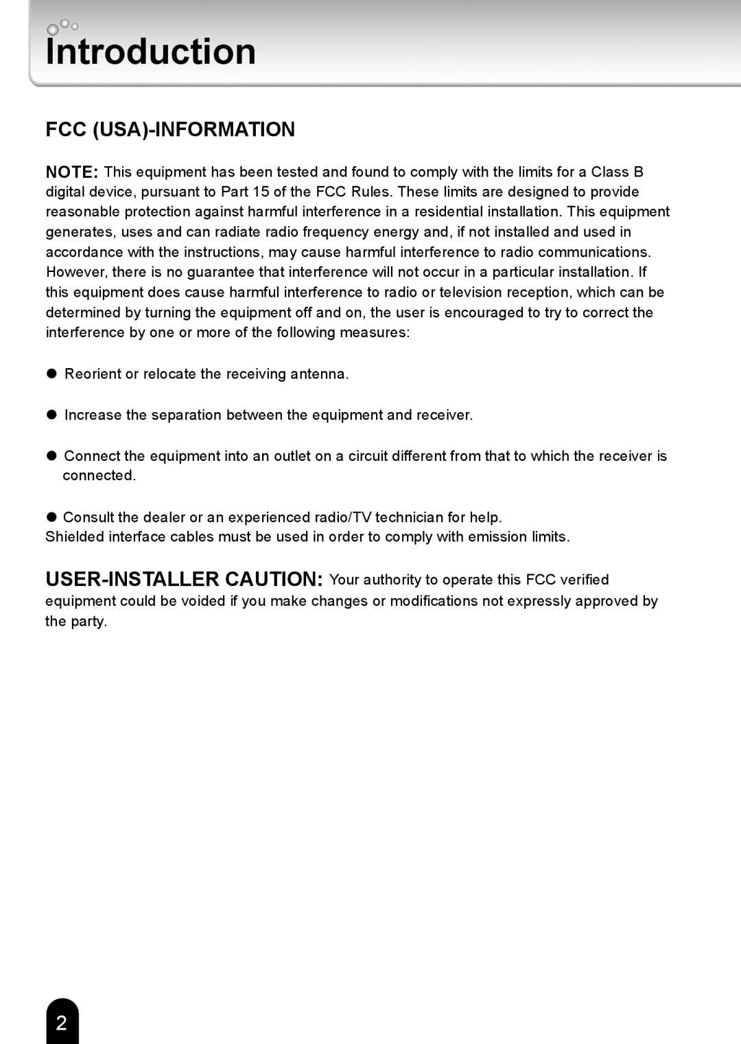 Toshiba IK-WD14A quick start Introduction, Fcc Usa-Information 