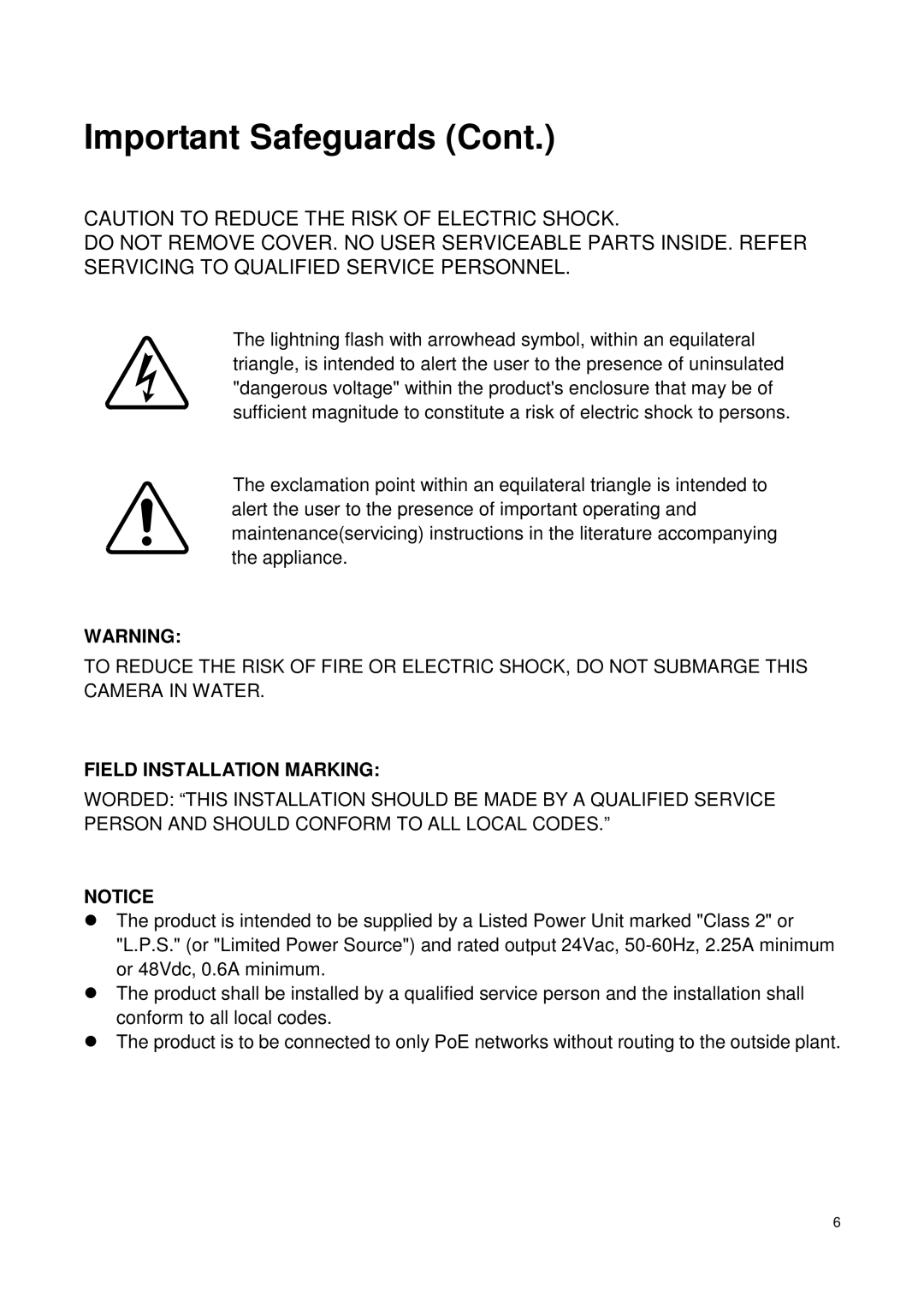 Toshiba Network Camera, IK-WP41A quick start Field Installation Marking 