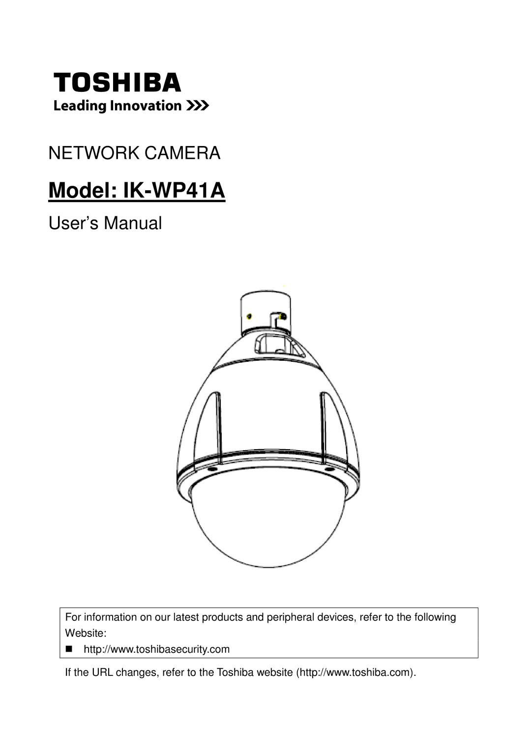 Toshiba Network Camera user manual Model IK-WD14A 