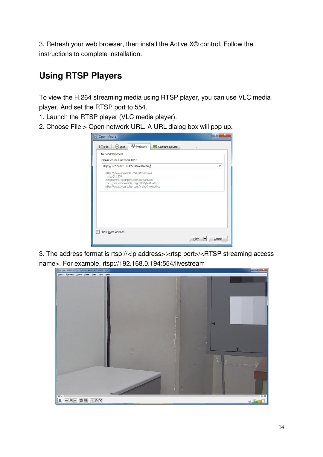 Toshiba Network Camera, IK-WP41A user manual Using Rtsp Players 