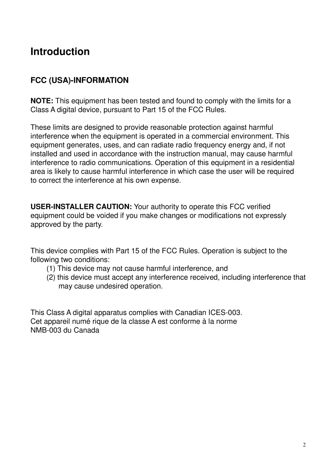 Toshiba Network Camera, IK-WP41A user manual Introduction, Fcc Usa-Information 