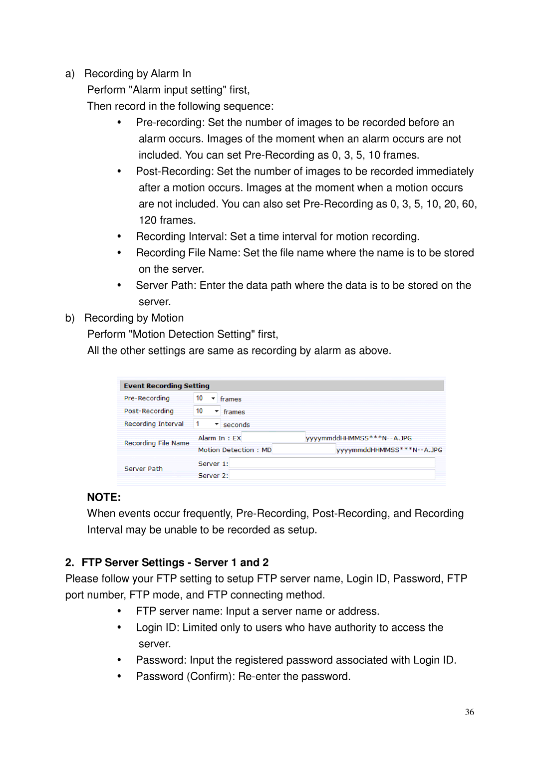 Toshiba Network Camera, IK-WP41A user manual FTP Server Settings Server 1 