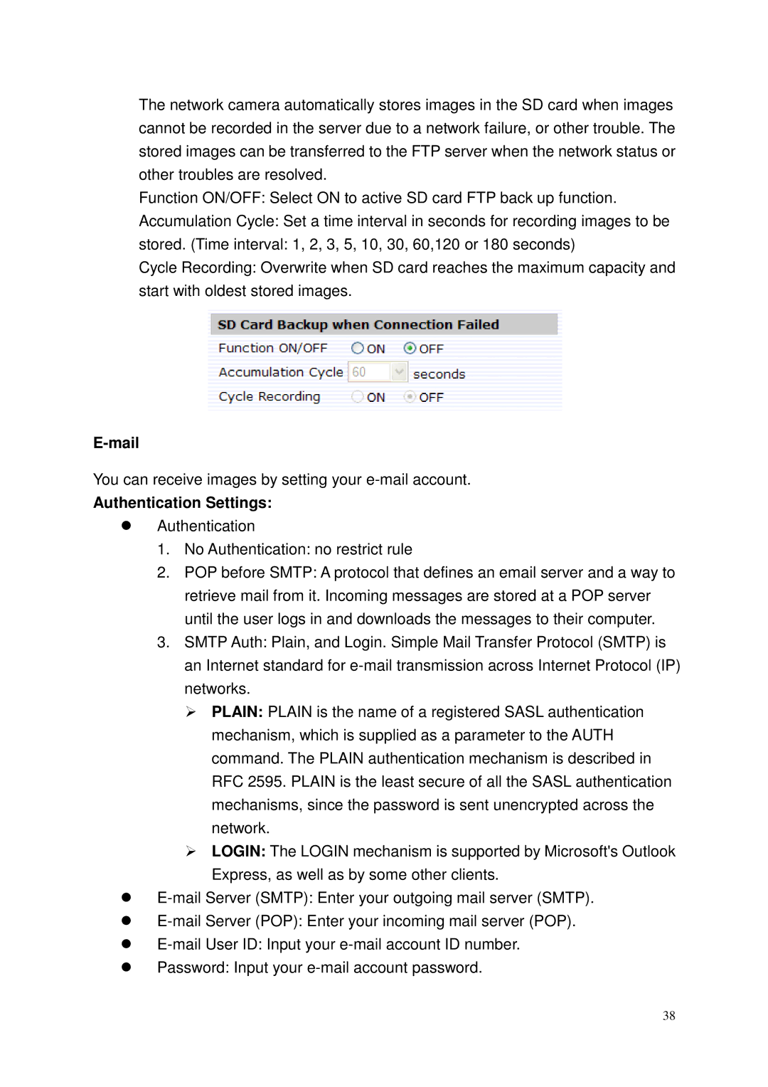 Toshiba Network Camera, IK-WP41A user manual Mail, Authentication Settings 