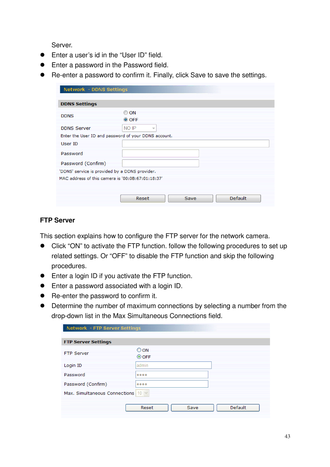 Toshiba IK-WP41A, Network Camera user manual FTP Server 