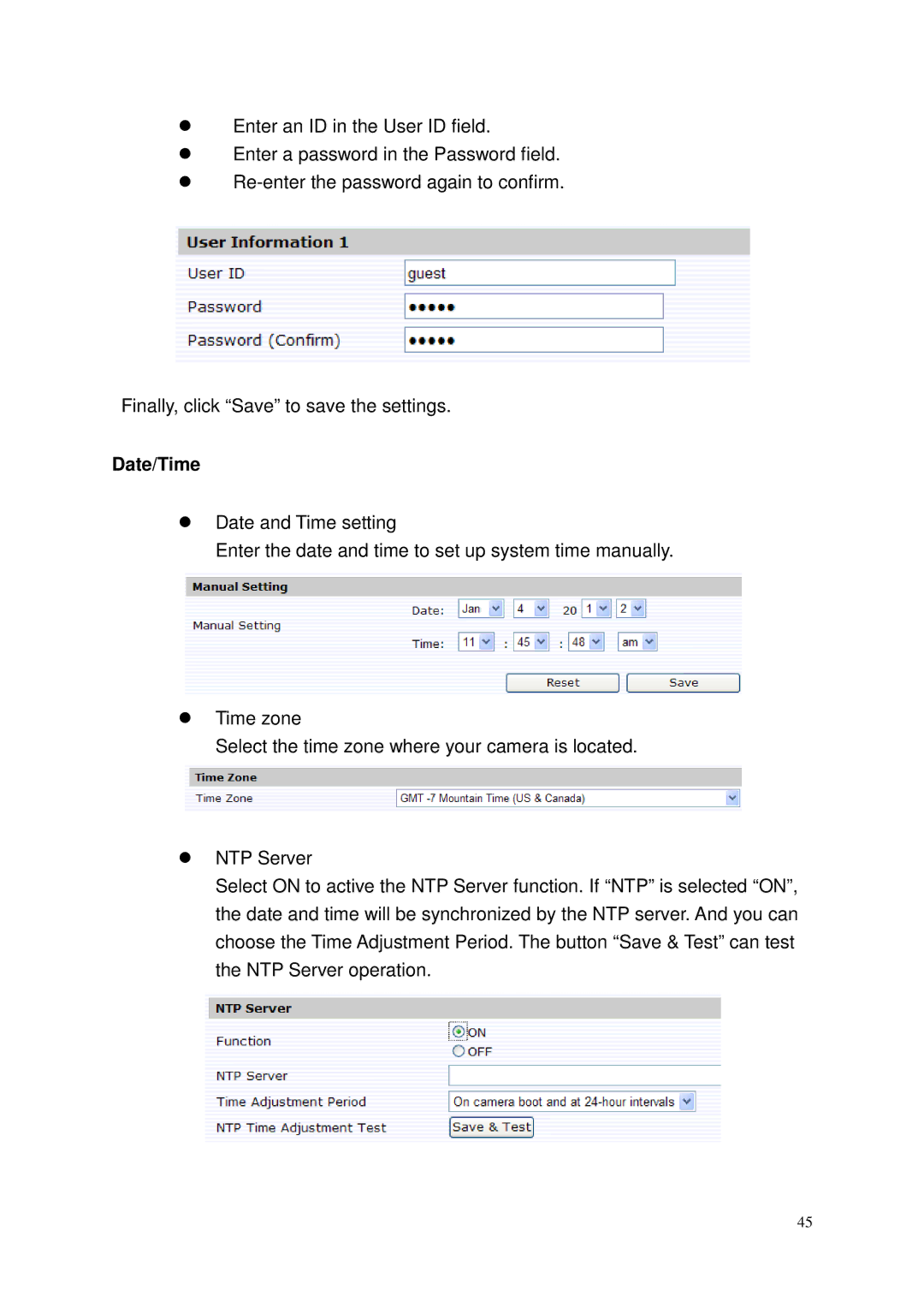 Toshiba IK-WP41A, Network Camera user manual Date/Time 