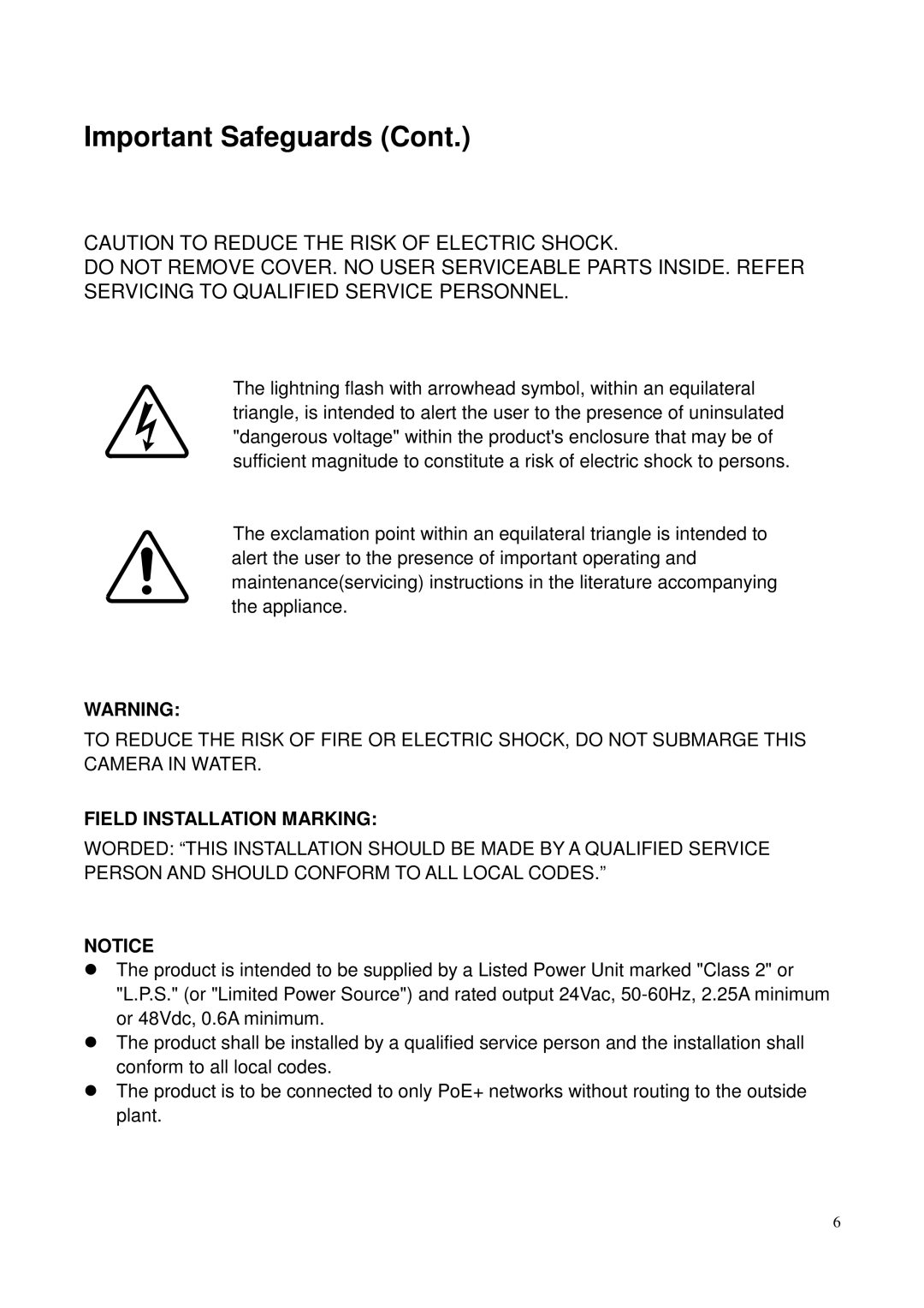 Toshiba Network Camera, IK-WP41A user manual Field Installation Marking 