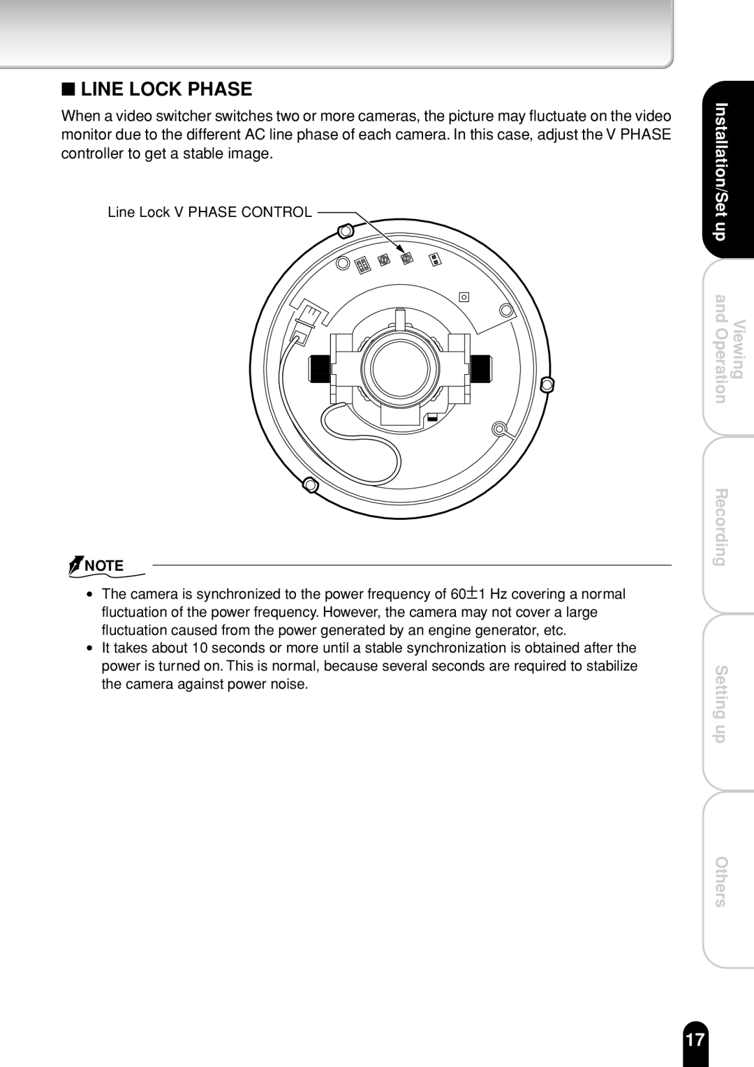 Toshiba IK-WR01A operation manual Line Lock Phase 