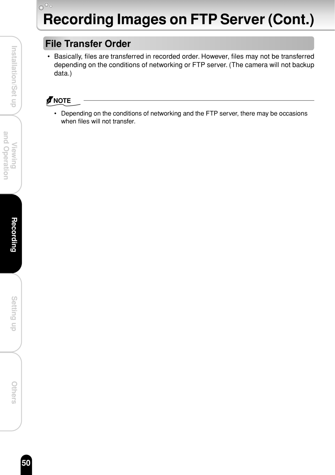 Toshiba IK-WR01A operation manual File Transfer Order 