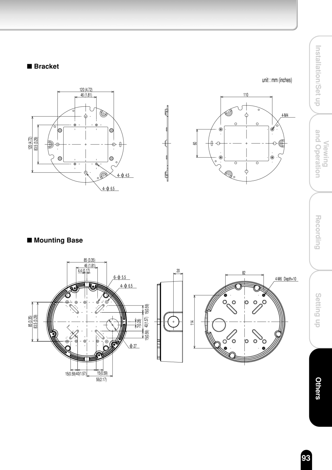 Toshiba IK-WR01A operation manual Bracket, Mounting Base 