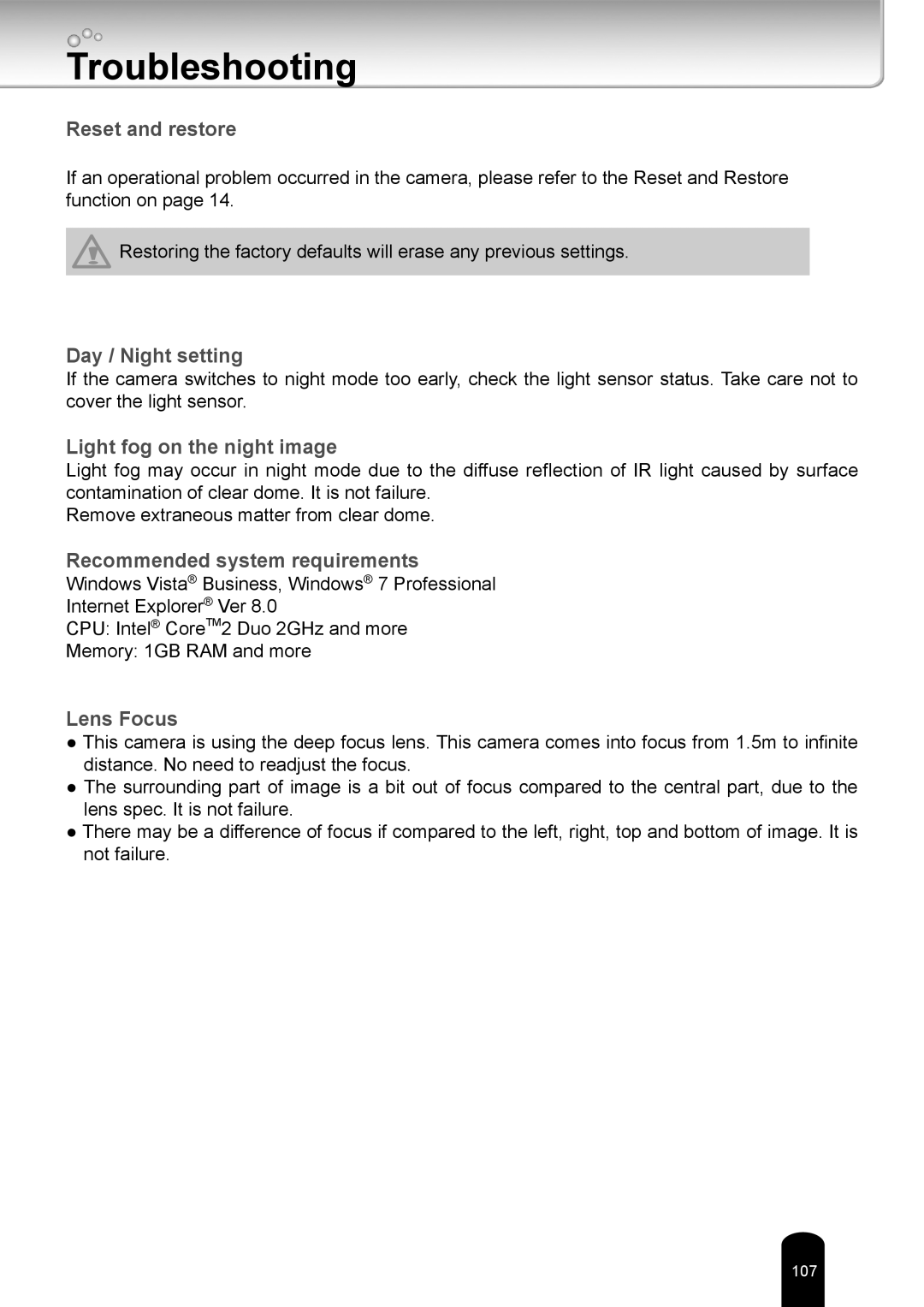 Toshiba IK-WR05A user manual Troubleshooting, Reset and restore 