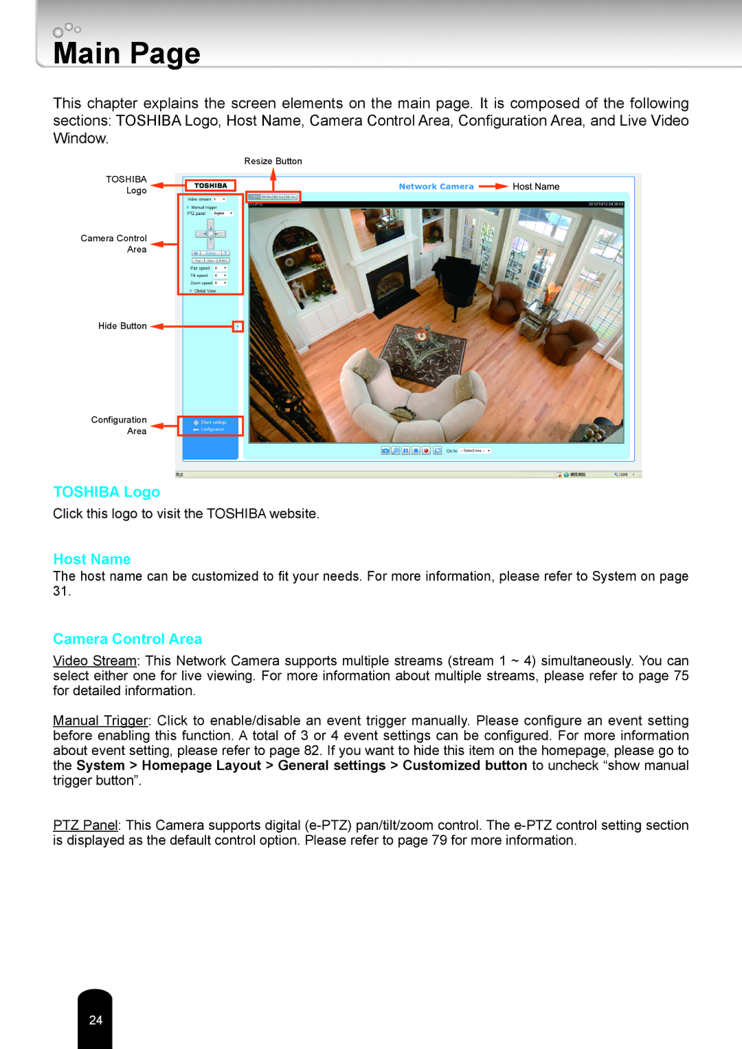 Toshiba IK-WR05A user manual Main, Host Name 