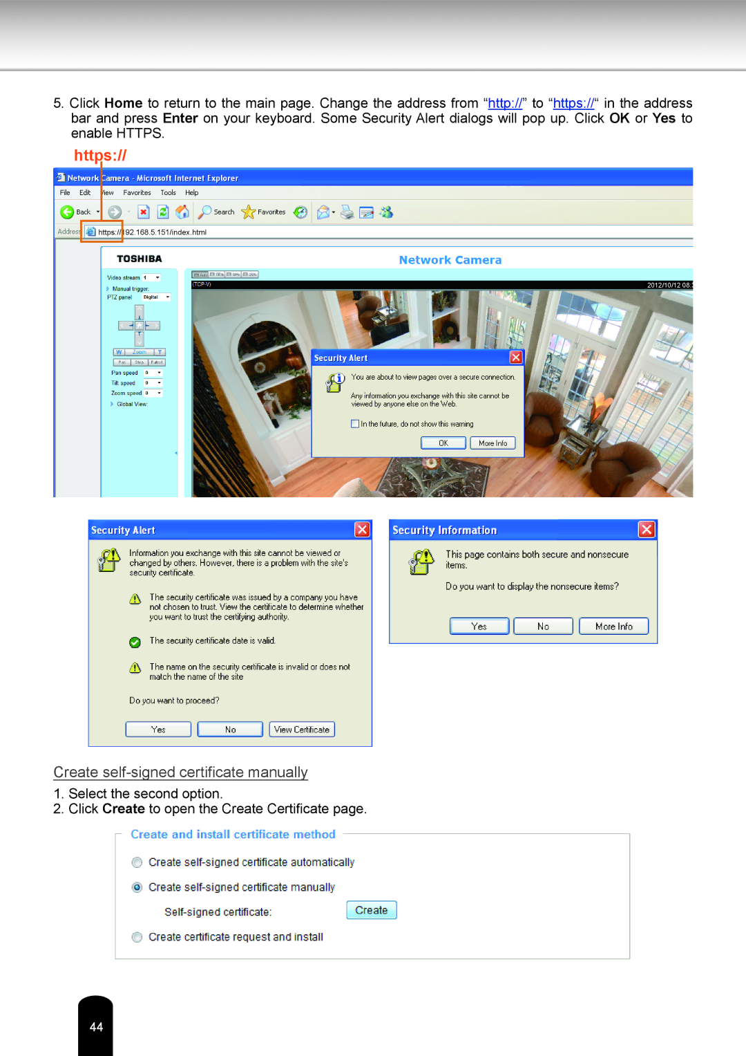 Toshiba IK-WR05A user manual Https 