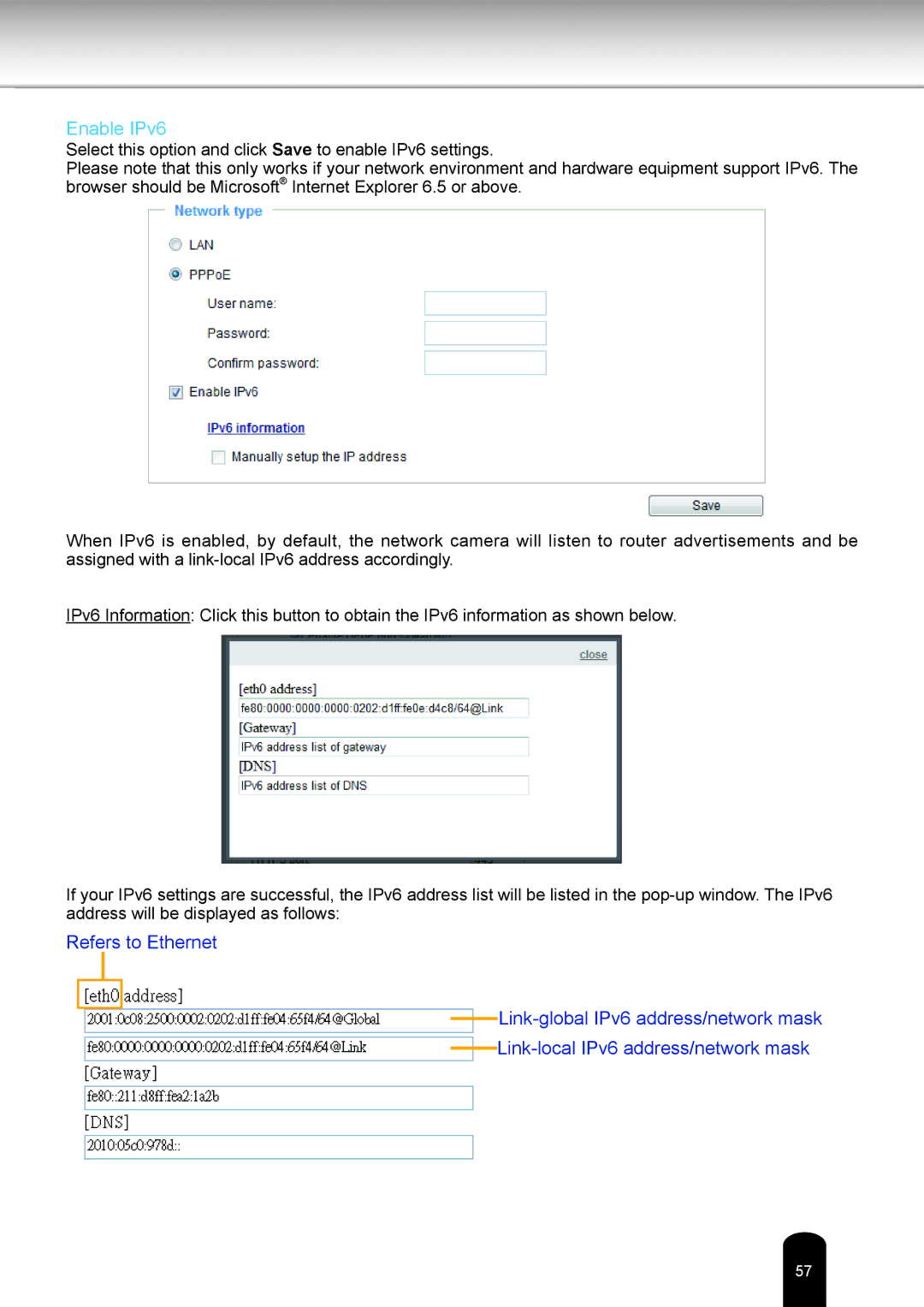 Toshiba IK-WR05A user manual Enable IPv6 