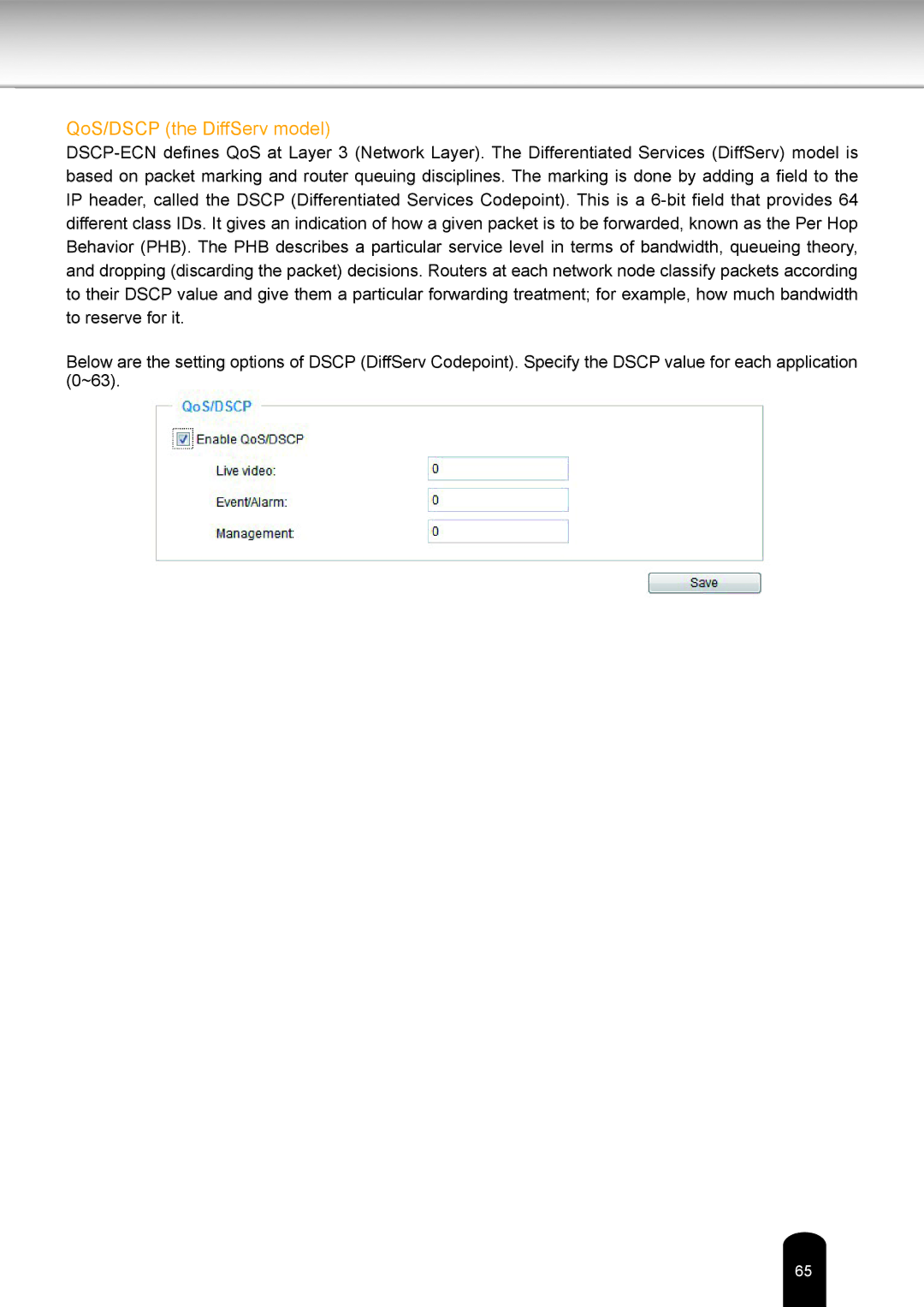 Toshiba IK-WR05A user manual QoS/DSCP the DiffServ model 