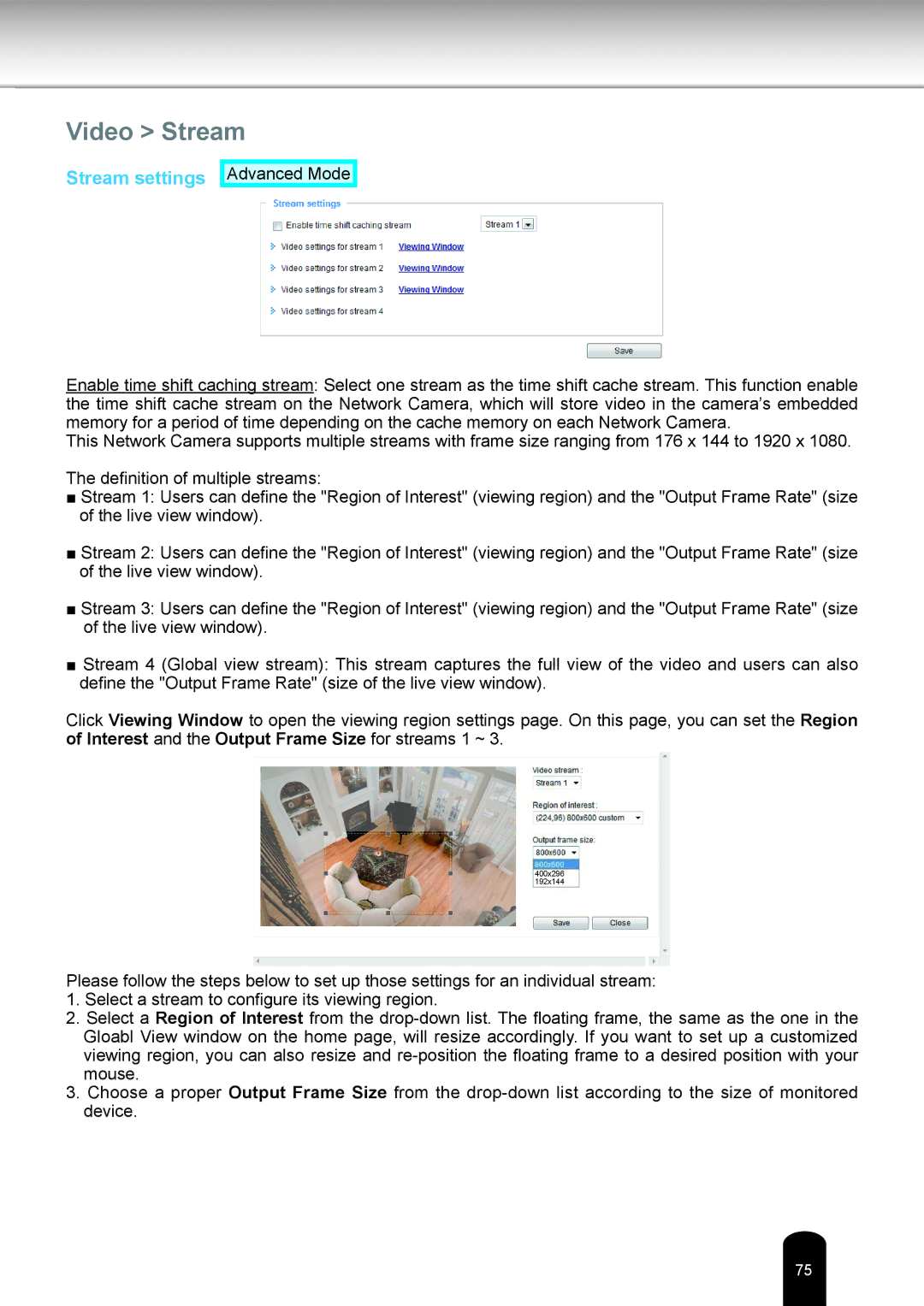 Toshiba IK-WR05A user manual Video Stream, Stream settings 