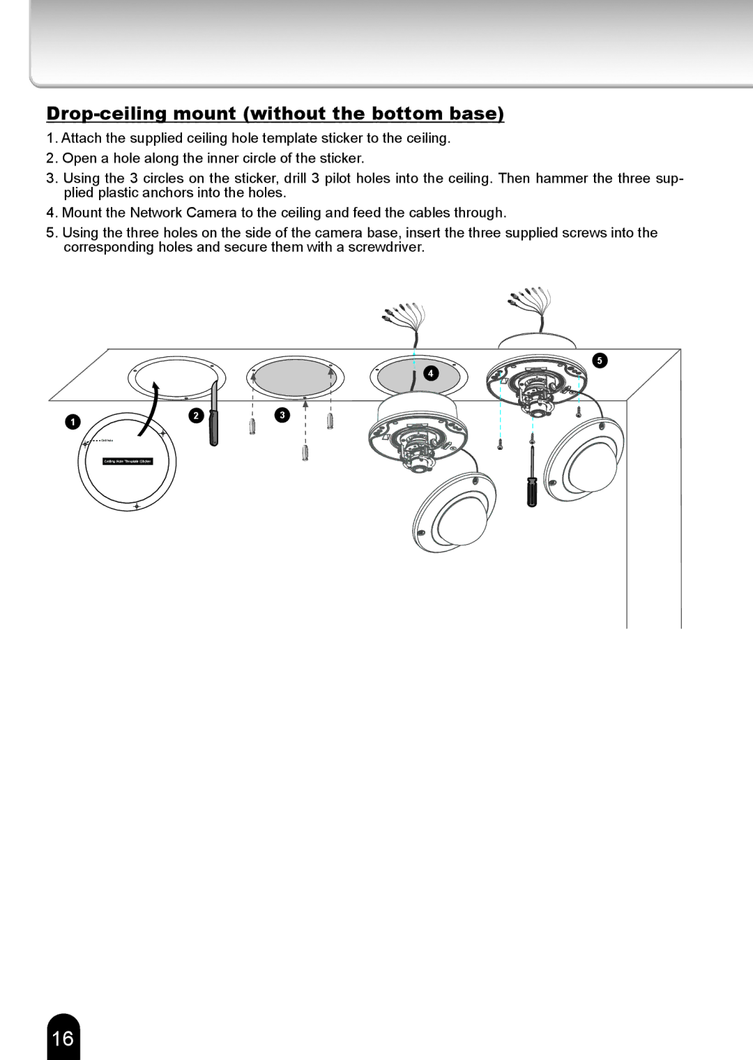 Toshiba IK-WR12A, 625012200G quick start Drop-ceiling mount without the bottom base 