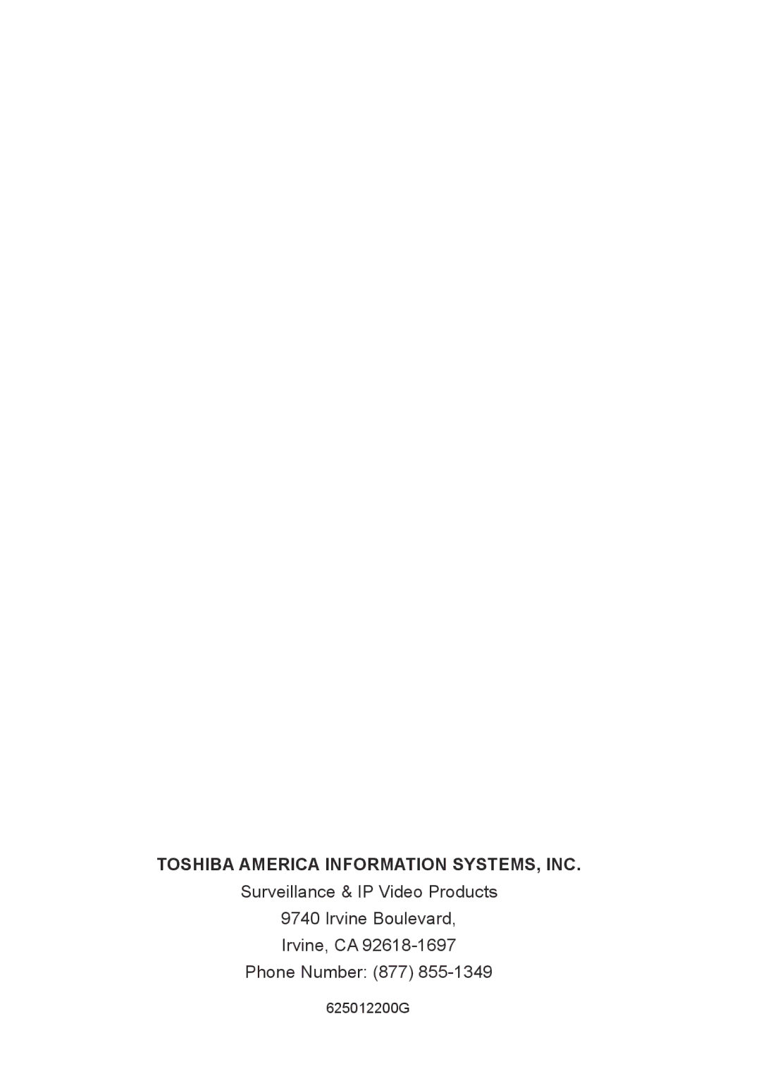 Toshiba IK-WR12A, 625012200G quick start Toshiba America Information SYSTEMS, INC 