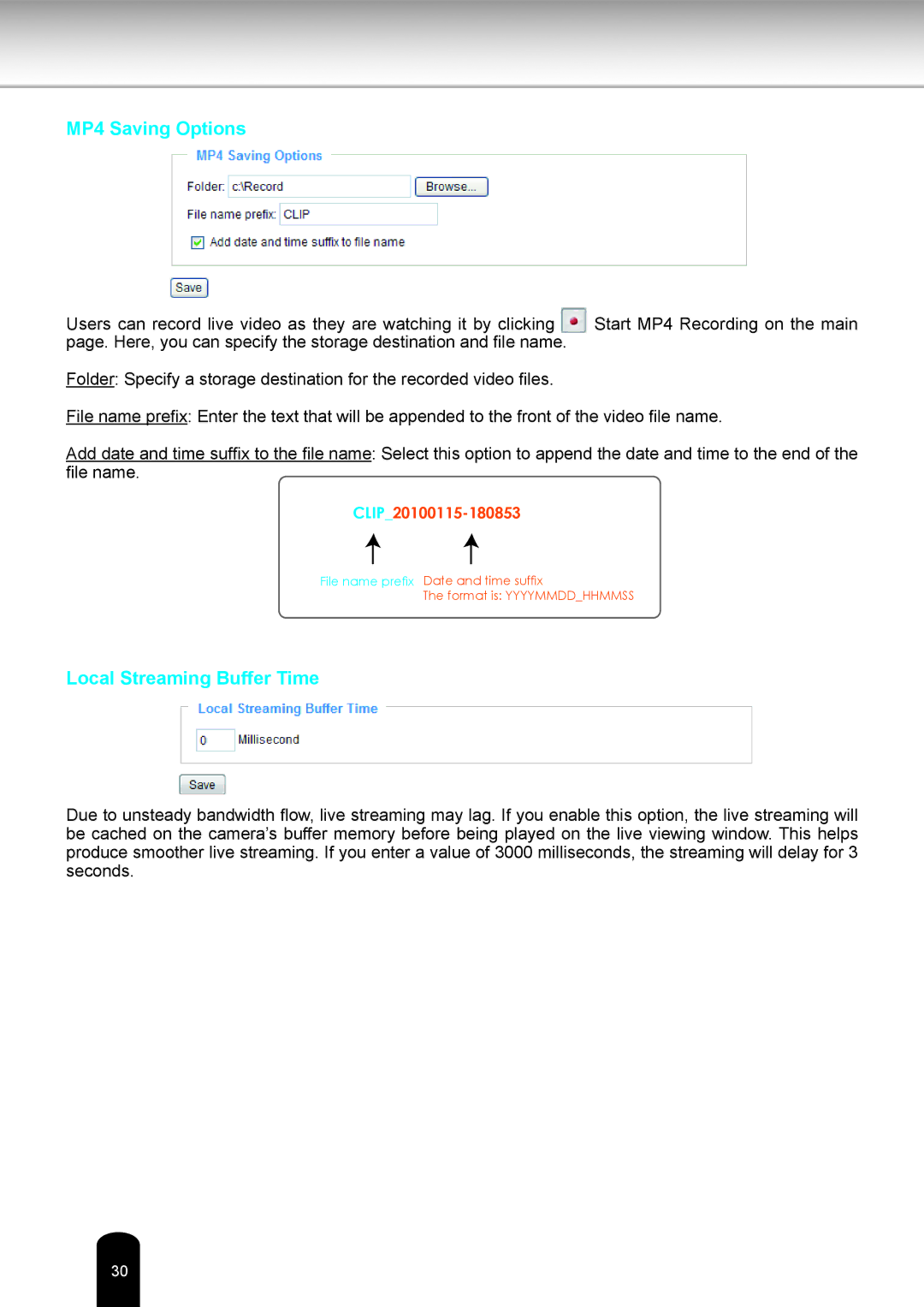 Toshiba IK-WR14A user manual MP4 Saving Options 