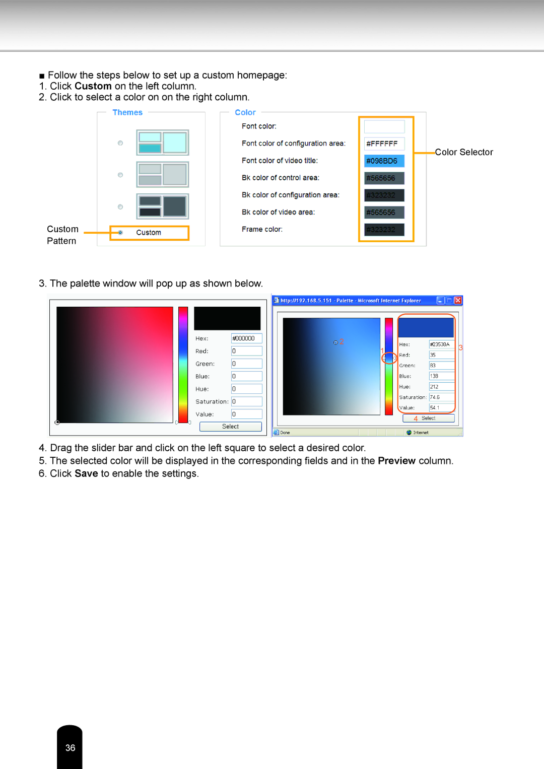 Toshiba IK-WR14A user manual Palette window will pop up as shown below 