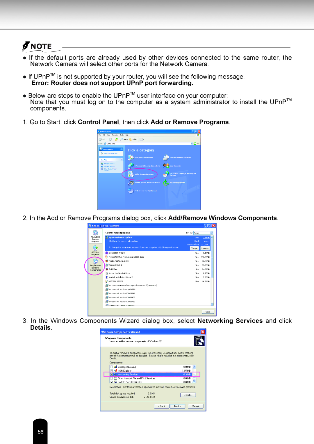 Toshiba IK-WR14A user manual Error Router does not support UPnP port forwarding 