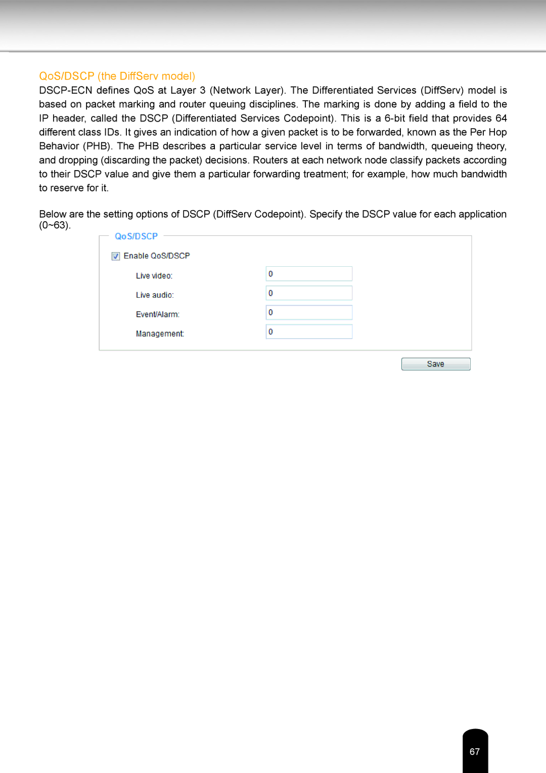 Toshiba IK-WR14A user manual QoS/DSCP the DiffServ model 