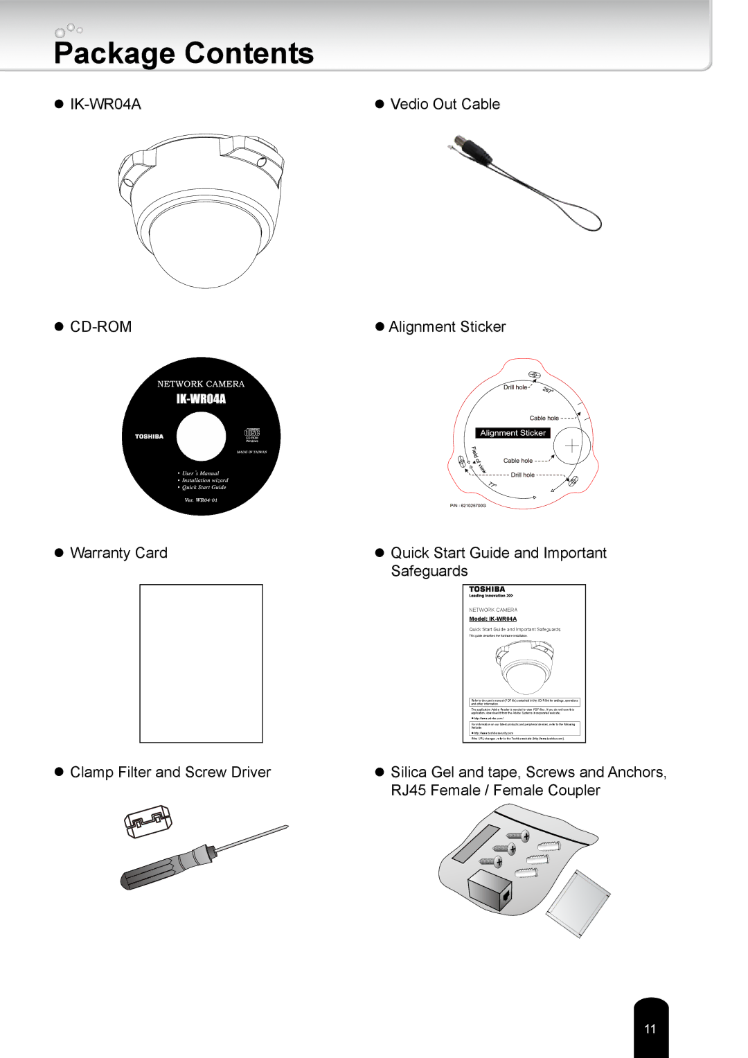 Toshiba IKWR04A user manual Package Contents 