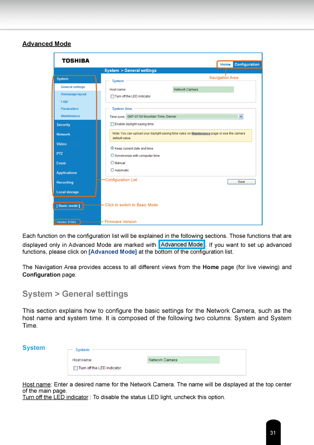 Toshiba IKWR04A user manual System General settings 