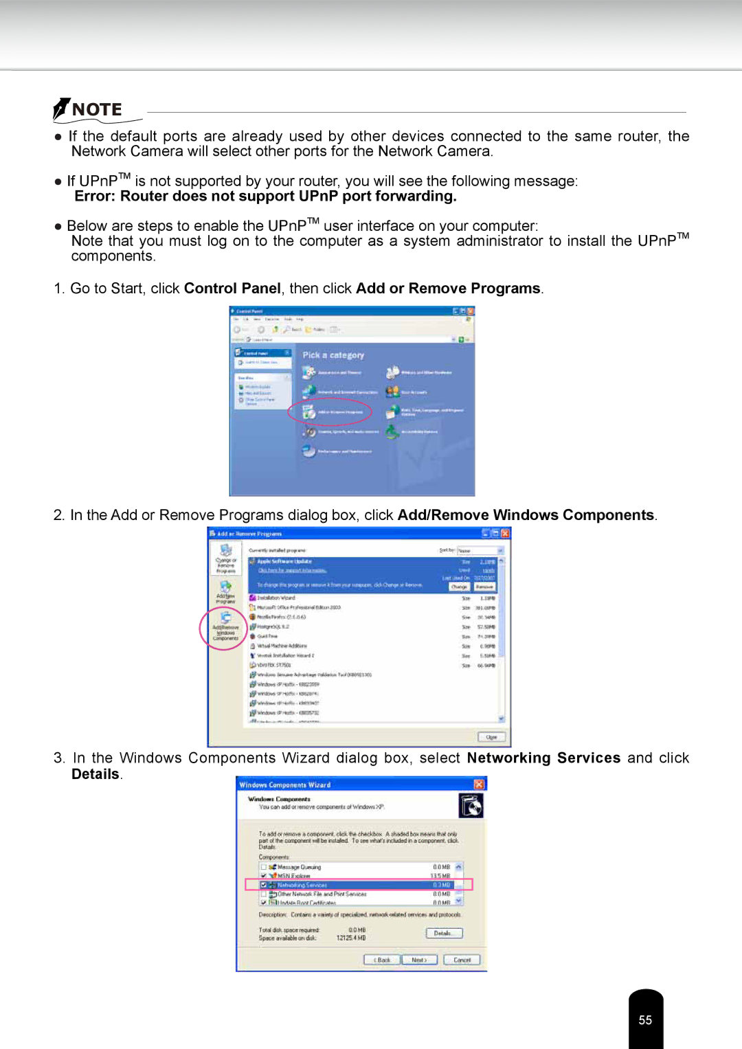 Toshiba IKWR04A user manual Error Router does not support UPnP port forwarding 