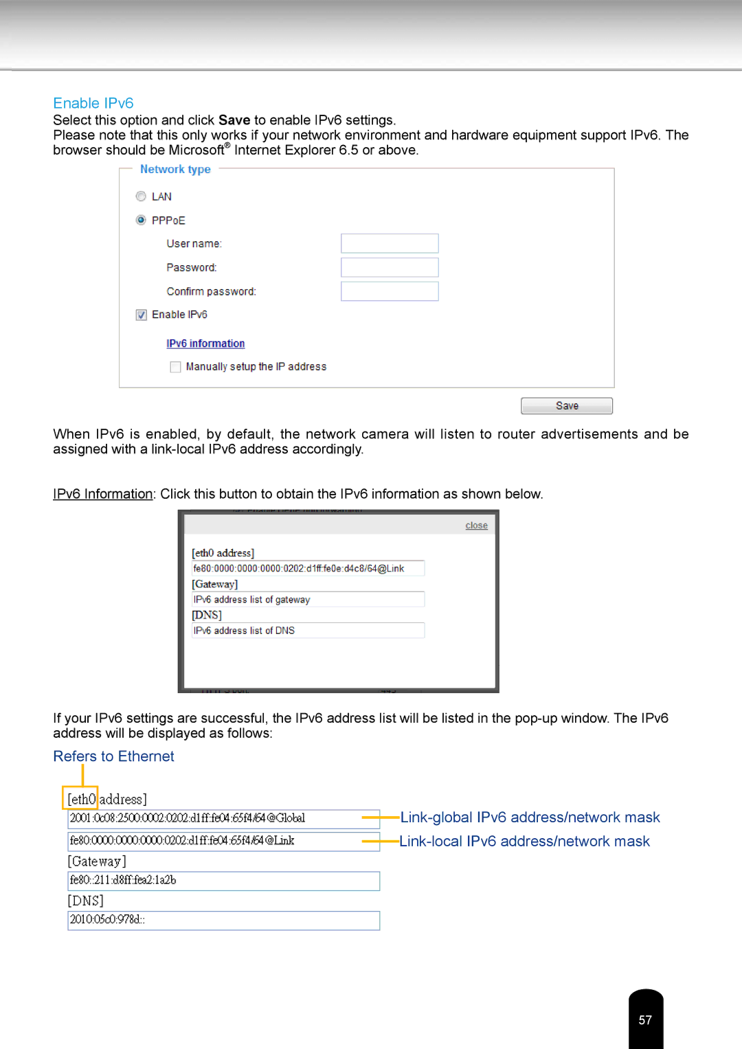 Toshiba IKWR04A user manual Enable IPv6 