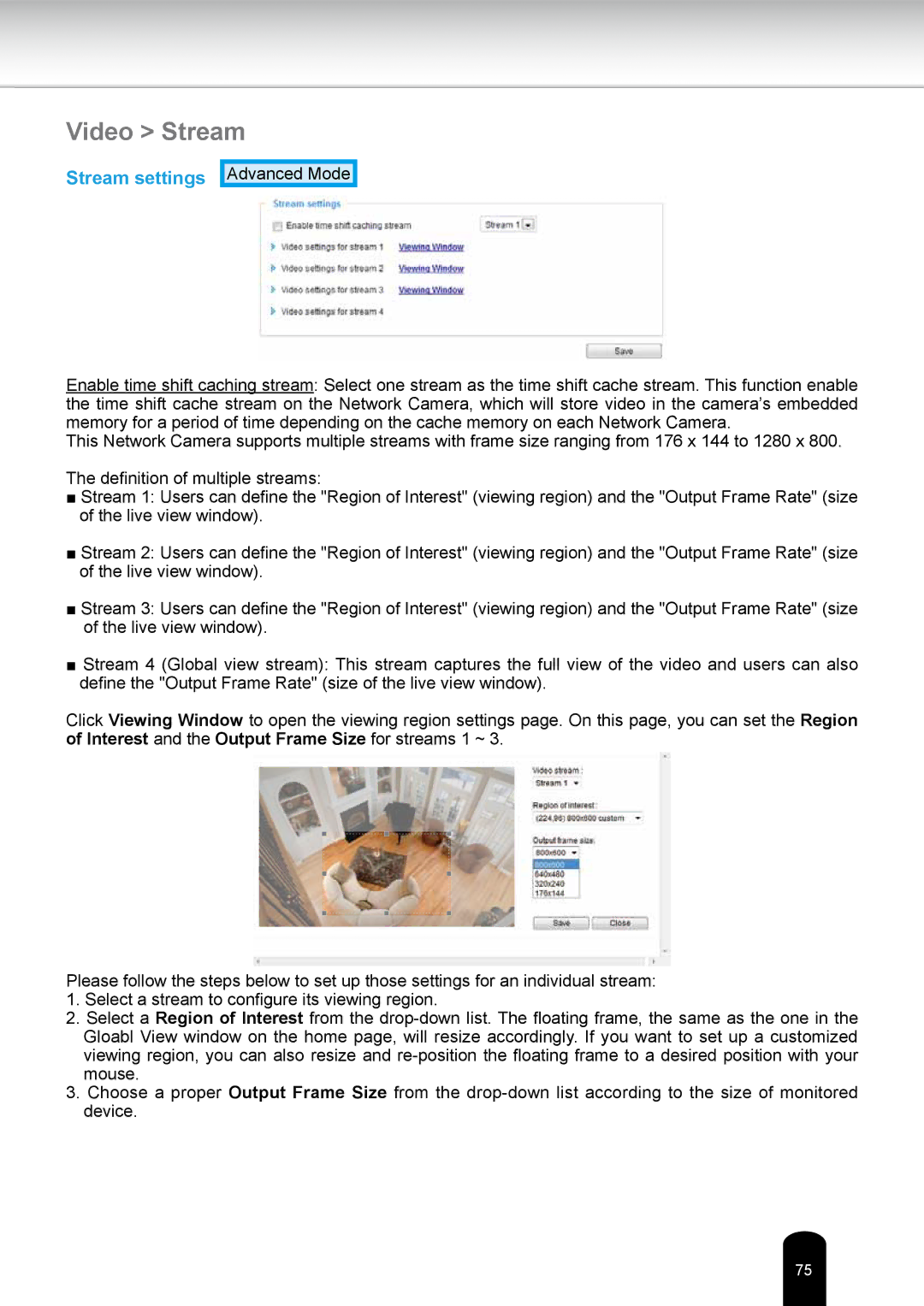 Toshiba IKWR04A user manual Video Stream, Stream settings 