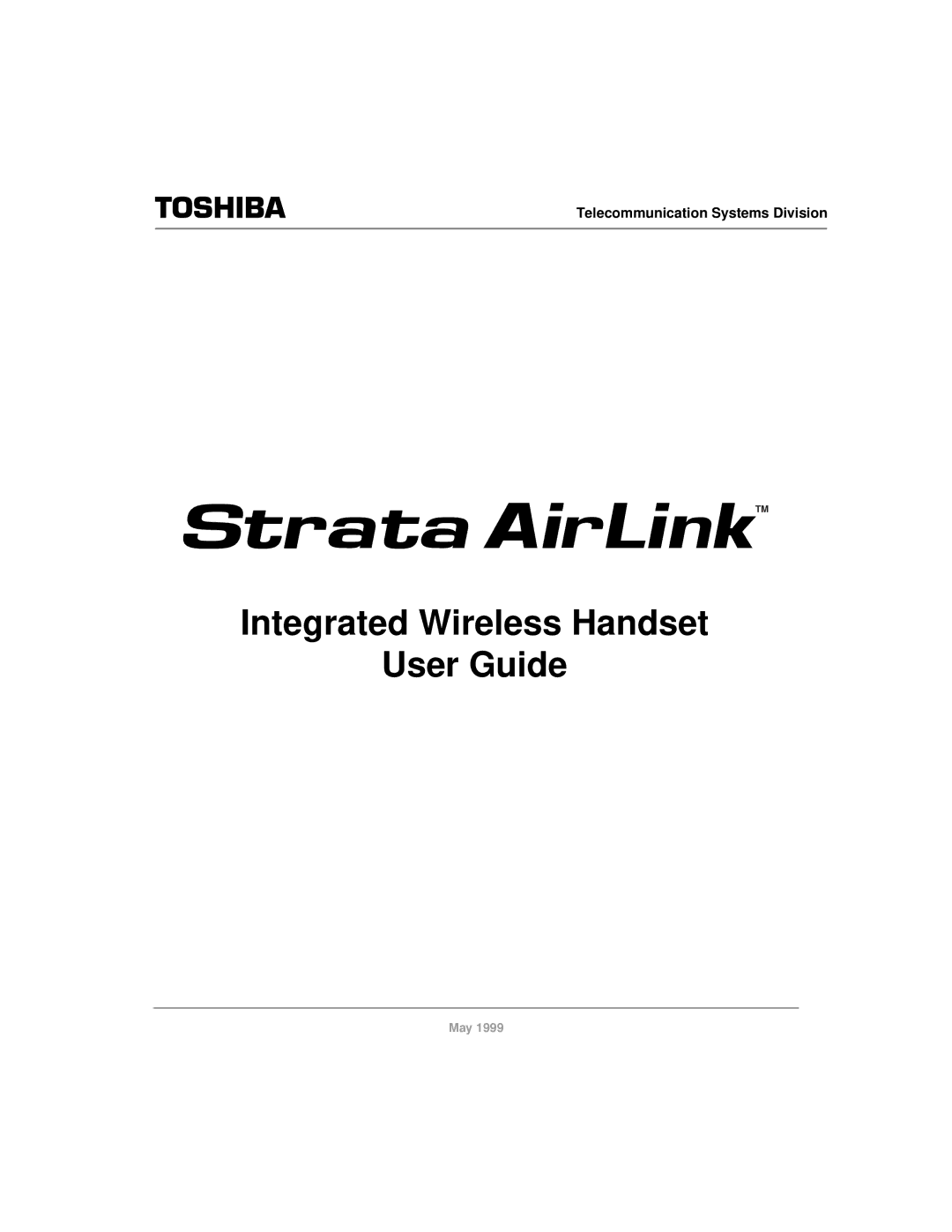 Toshiba manual Integrated Wireless Handset User Guide 