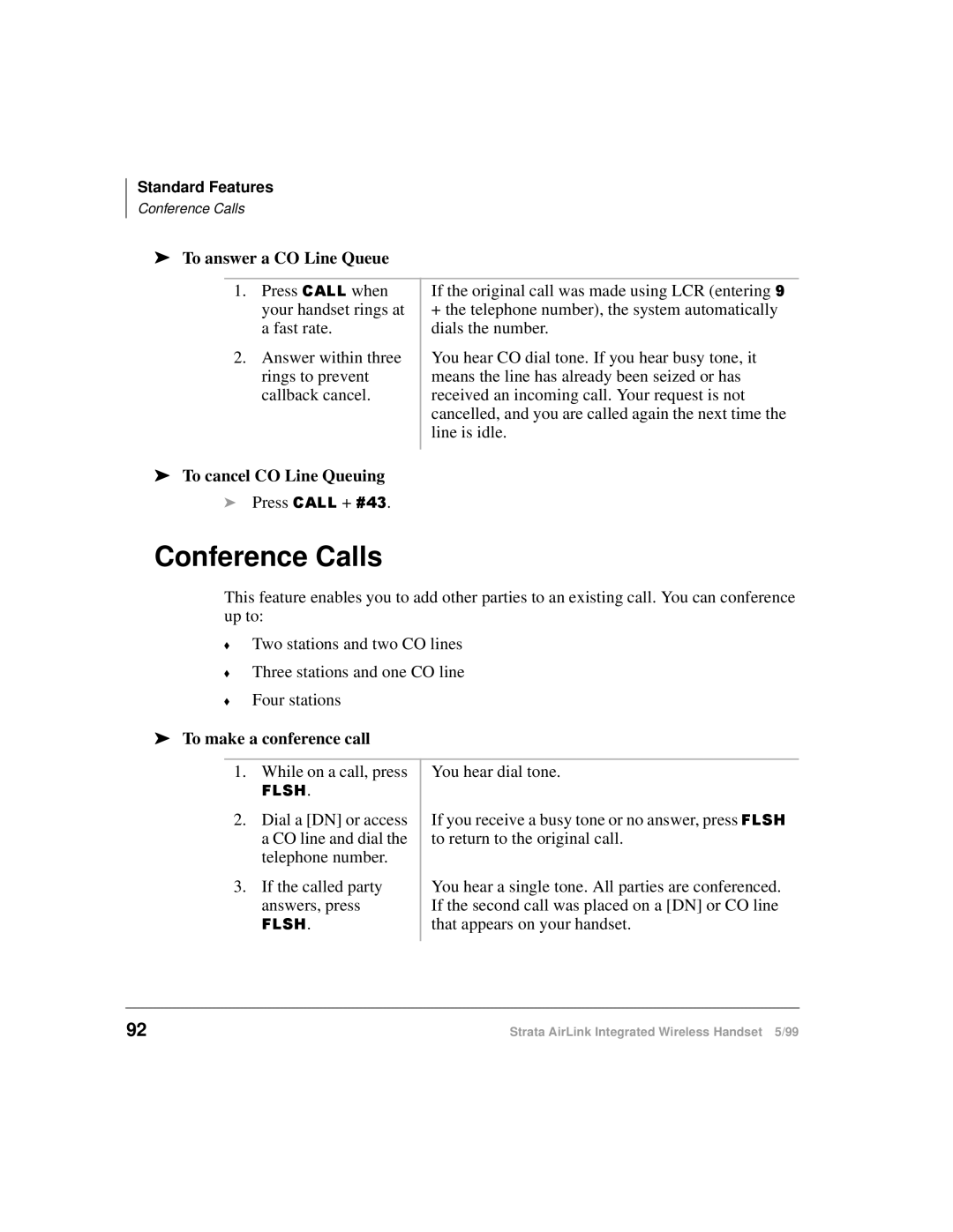 Toshiba Integrated Wireless Handset manual Conference Calls, To answer a CO Line Queue 