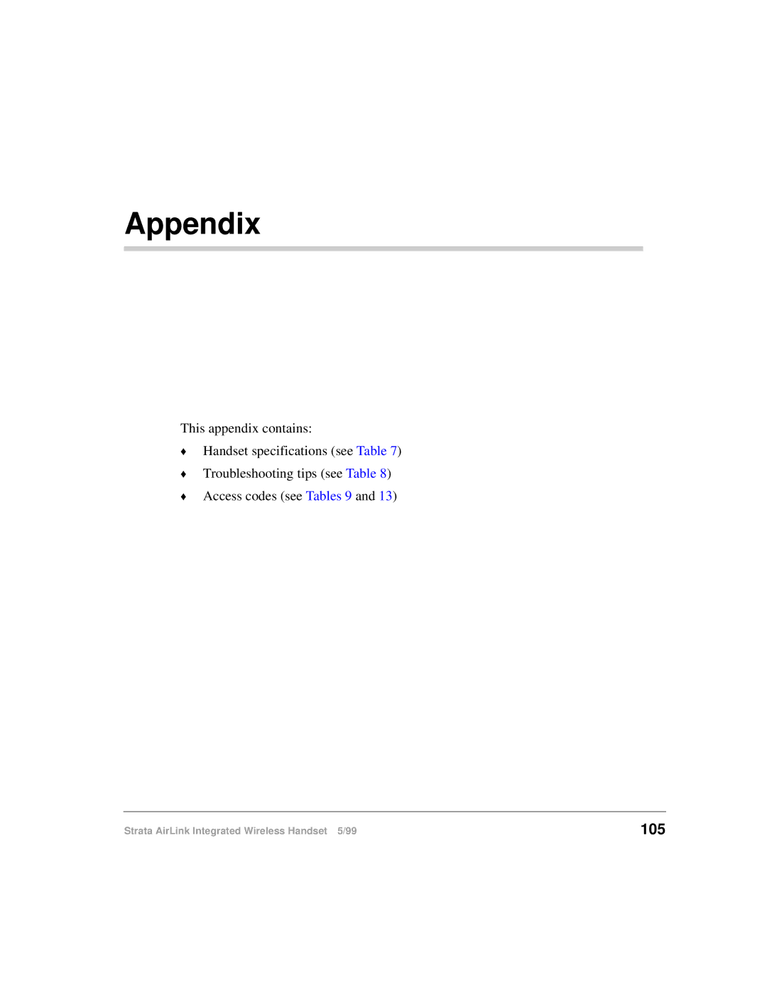 Toshiba Integrated Wireless Handset manual Appendix, 105 