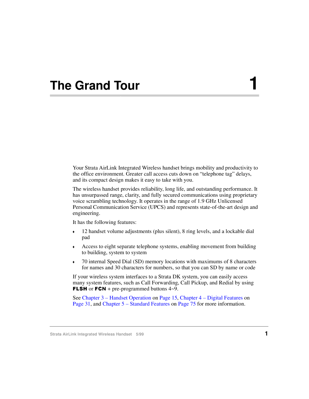 Toshiba Integrated Wireless Handset manual Grand Tour 