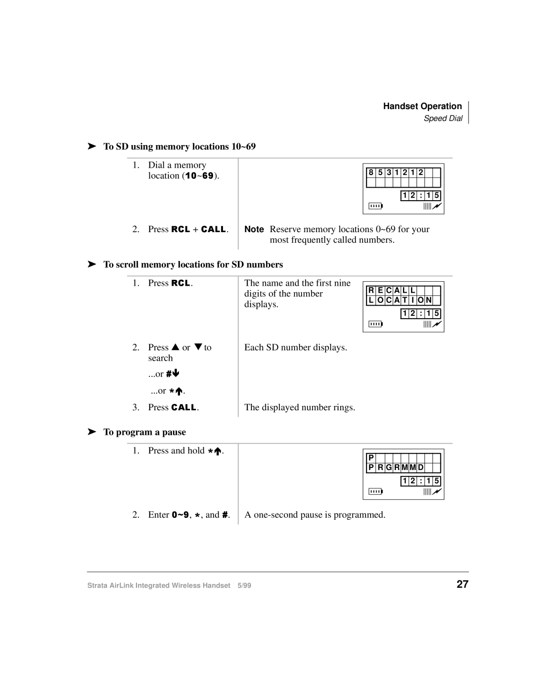 Toshiba Integrated Wireless Handset manual To program a pause 