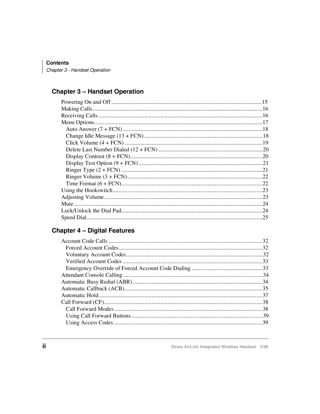 Toshiba Integrated Wireless Handset manual Handset Operation 