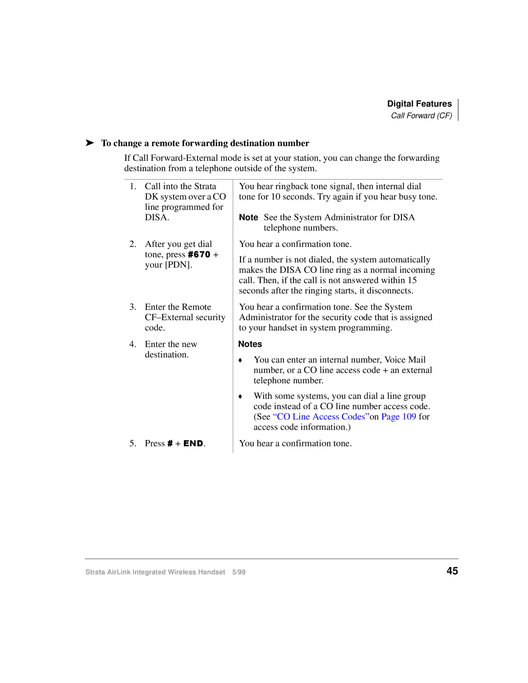 Toshiba Integrated Wireless Handset manual To change a remote forwarding destination number 