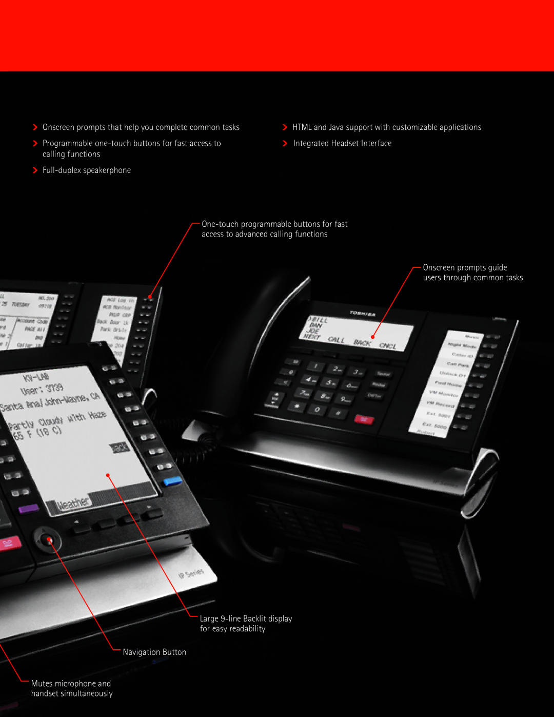 Toshiba IP Telephone manual Onscreen prompts that help you complete common tasks 