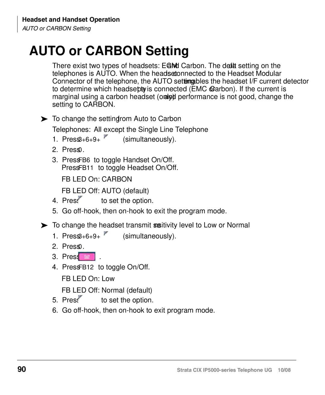 Toshiba IP5000 manual Auto or Carbon Setting, To change the setting from Auto to Carbon 