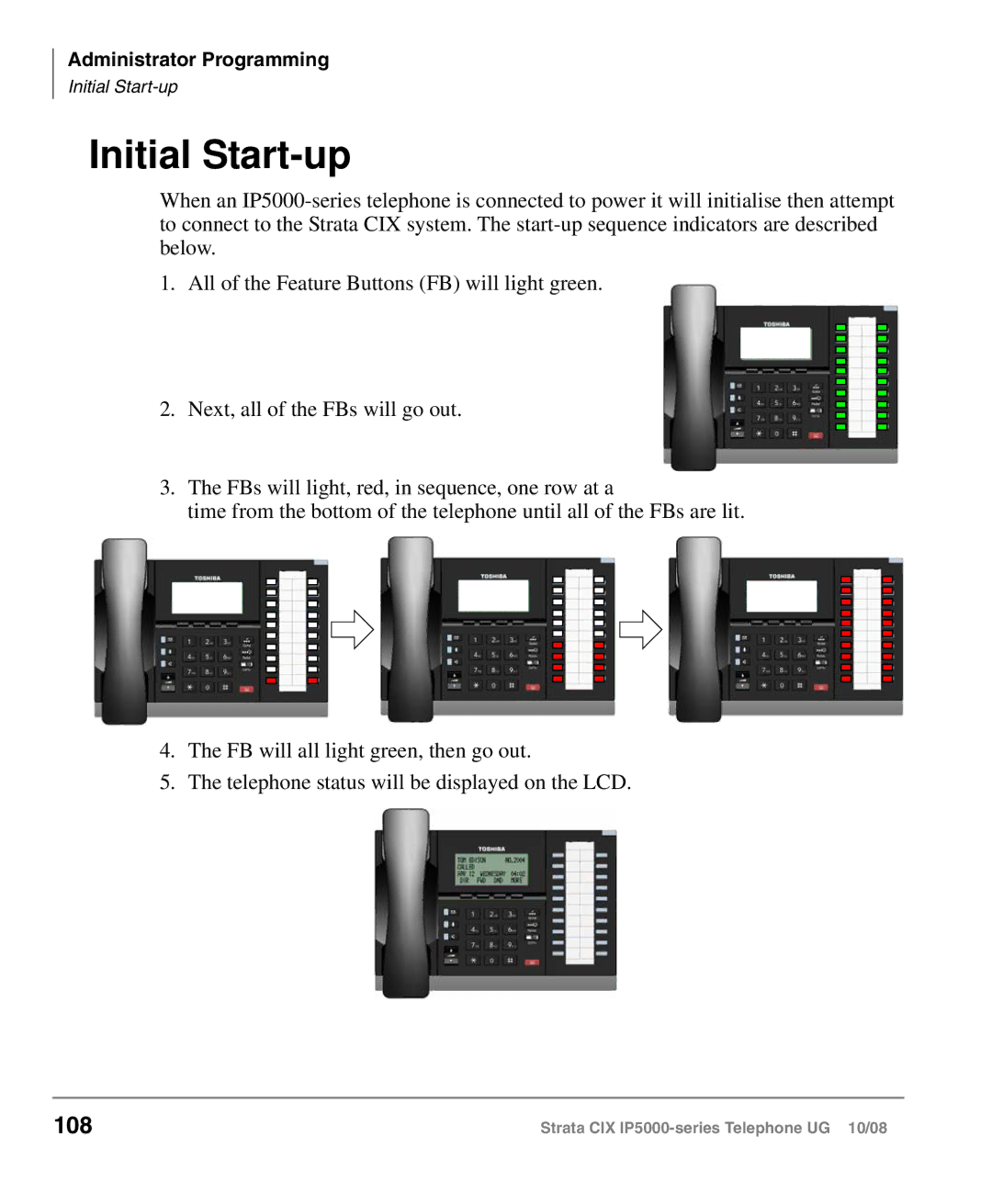 Toshiba IP5000 manual Initial Start-up, 108 