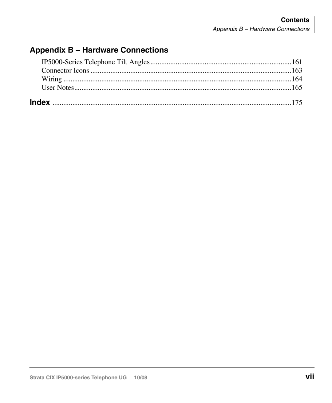 Toshiba IP5000 manual Appendix B Hardware Connections, Vii 