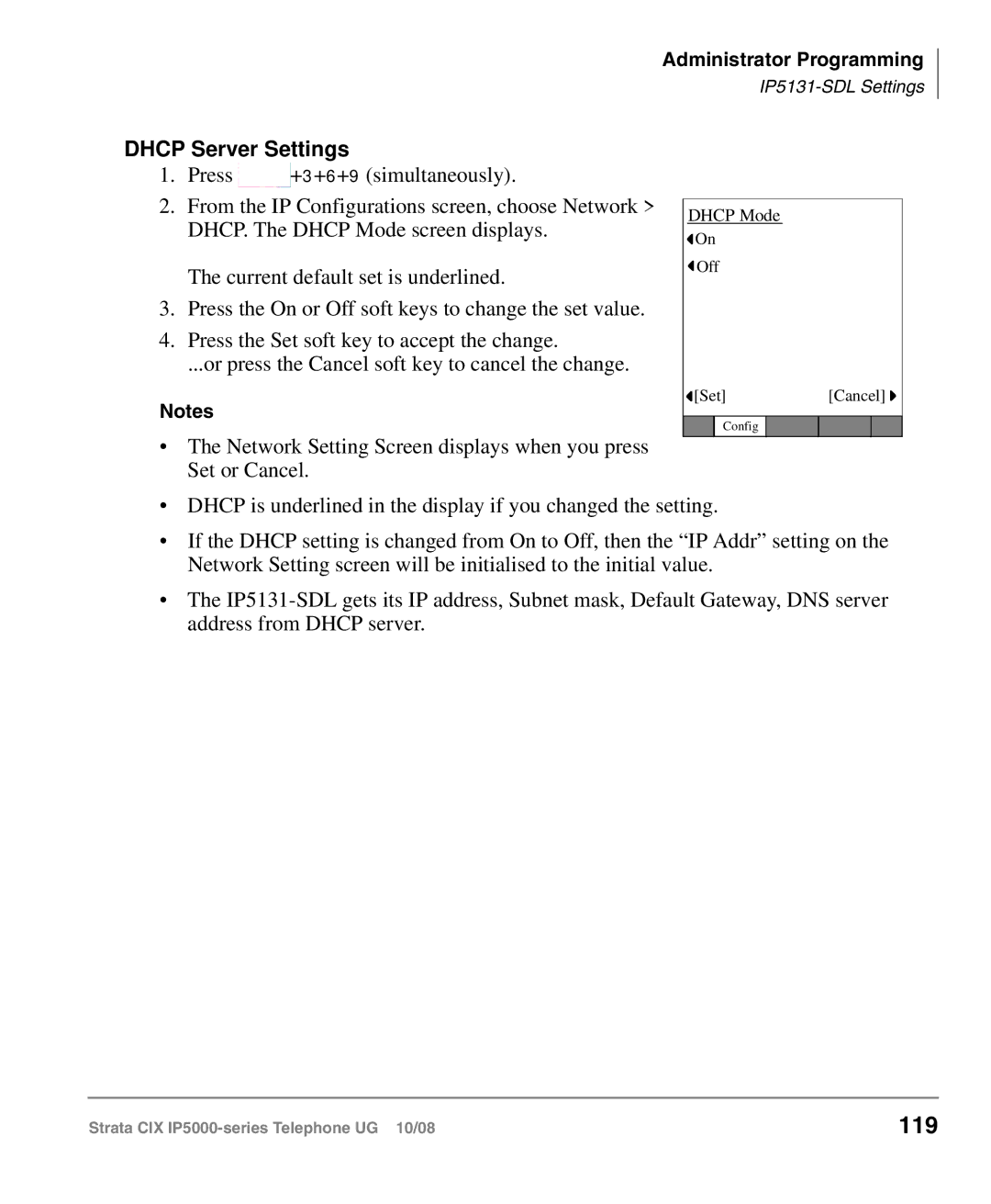 Toshiba IP5000 manual 119, Dhcp Server Settings 