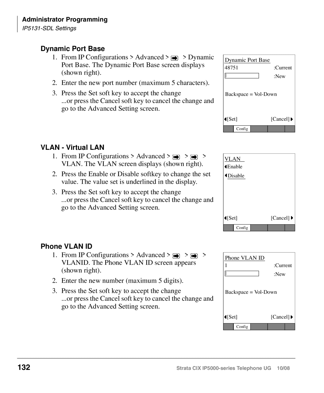 Toshiba IP5000 manual 132, Dynamic Port Base, Vlan Virtual LAN, Phone Vlan ID 