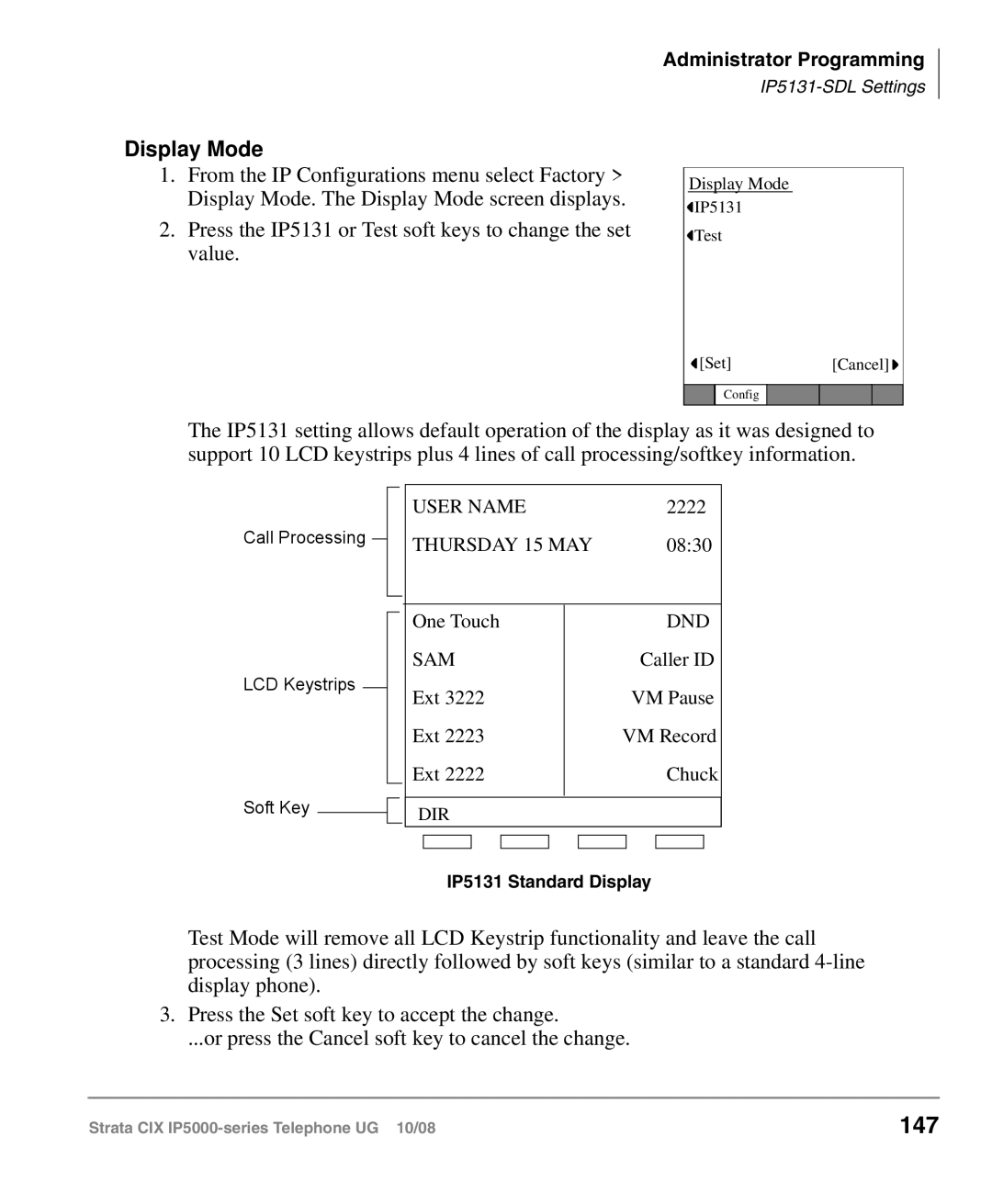 Toshiba IP5000 manual 147, Display Mode 