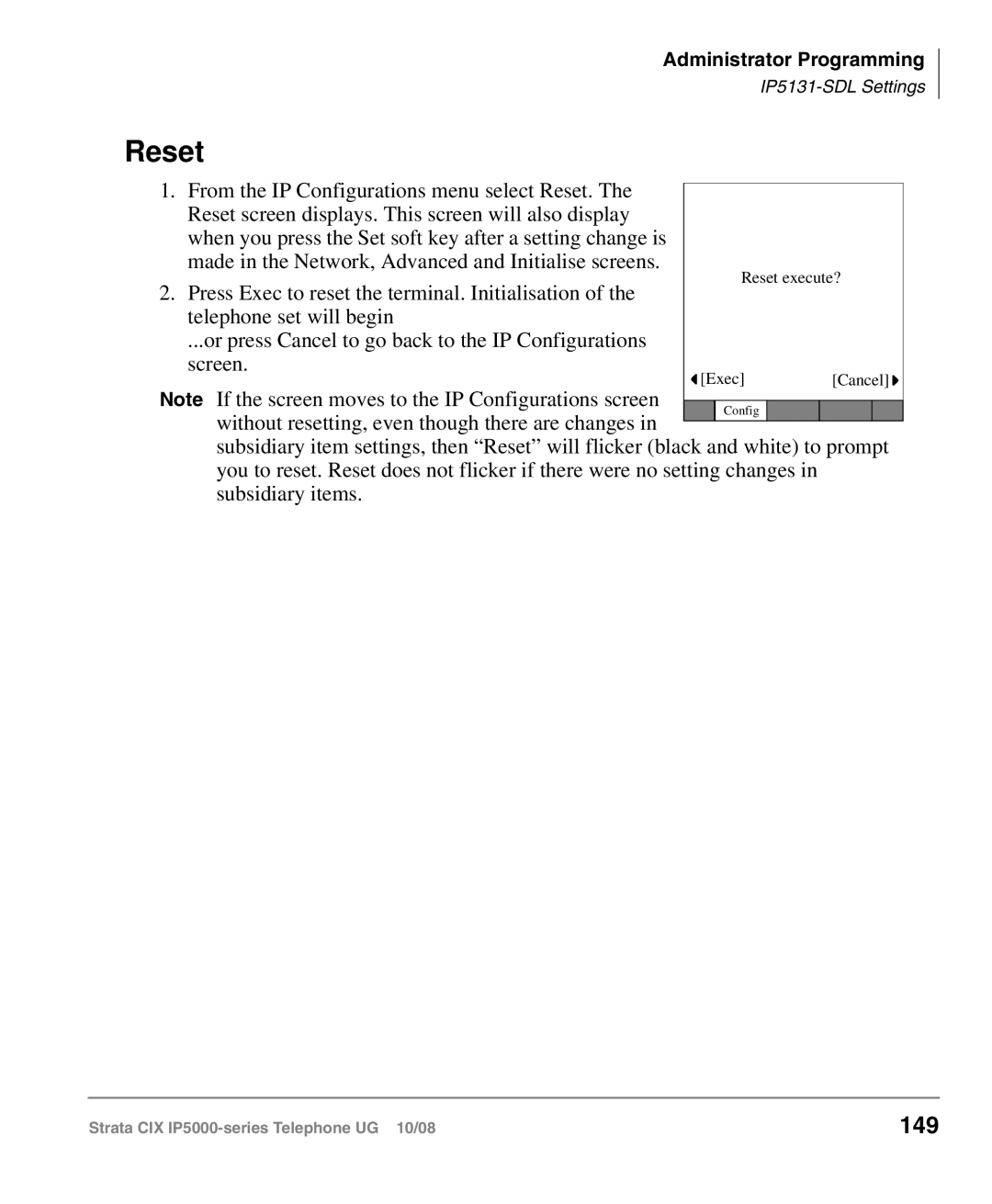 Toshiba IP5000 manual Reset, 149 