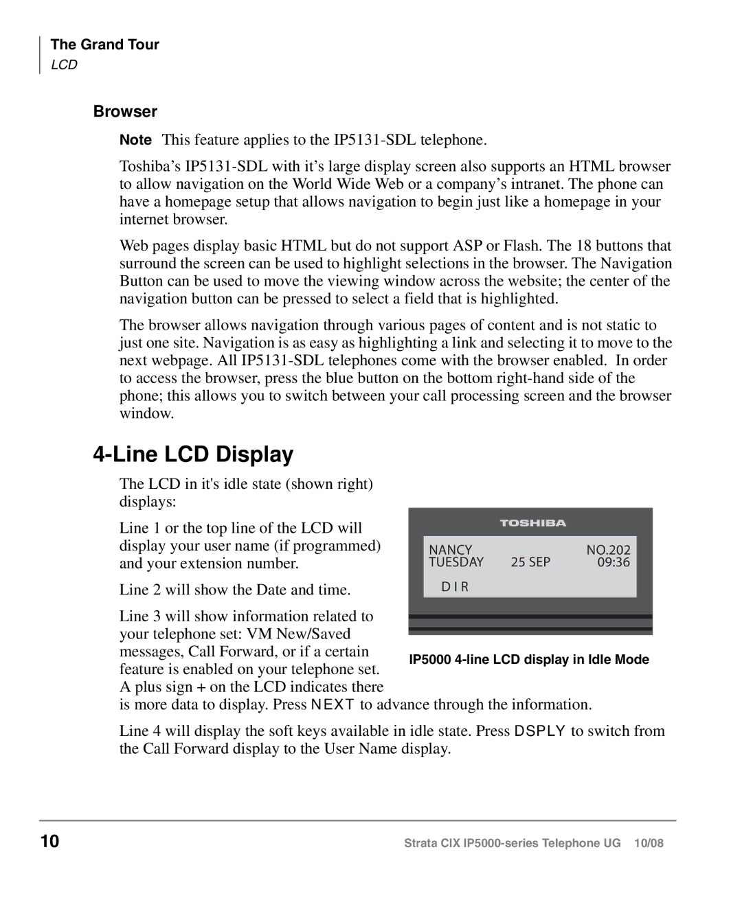 Toshiba IP5000 manual Browser, Your extension number 