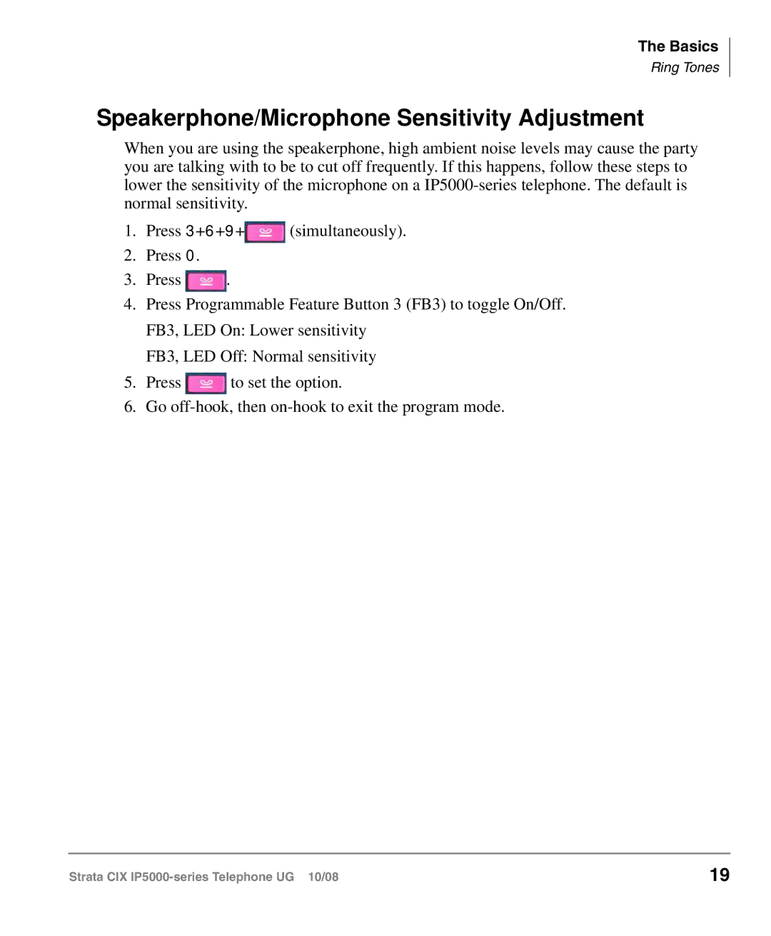 Toshiba IP5000 manual Speakerphone/Microphone Sensitivity Adjustment 