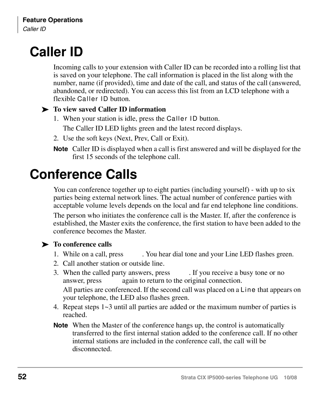 Toshiba IP5000 manual Conference Calls, To view saved Caller ID information, To conference calls 